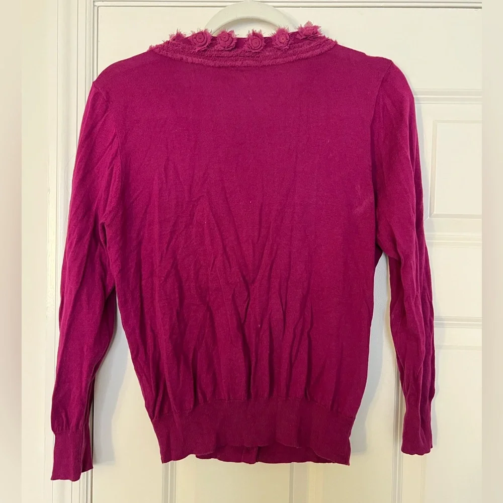 JCrew Raspberry Button Down Cardigan - Picture 3 of 7